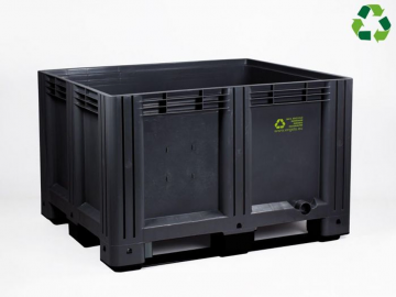 Palox plastique E-line 1200x1000x760 mm 610L étanche 3 patins NOIR